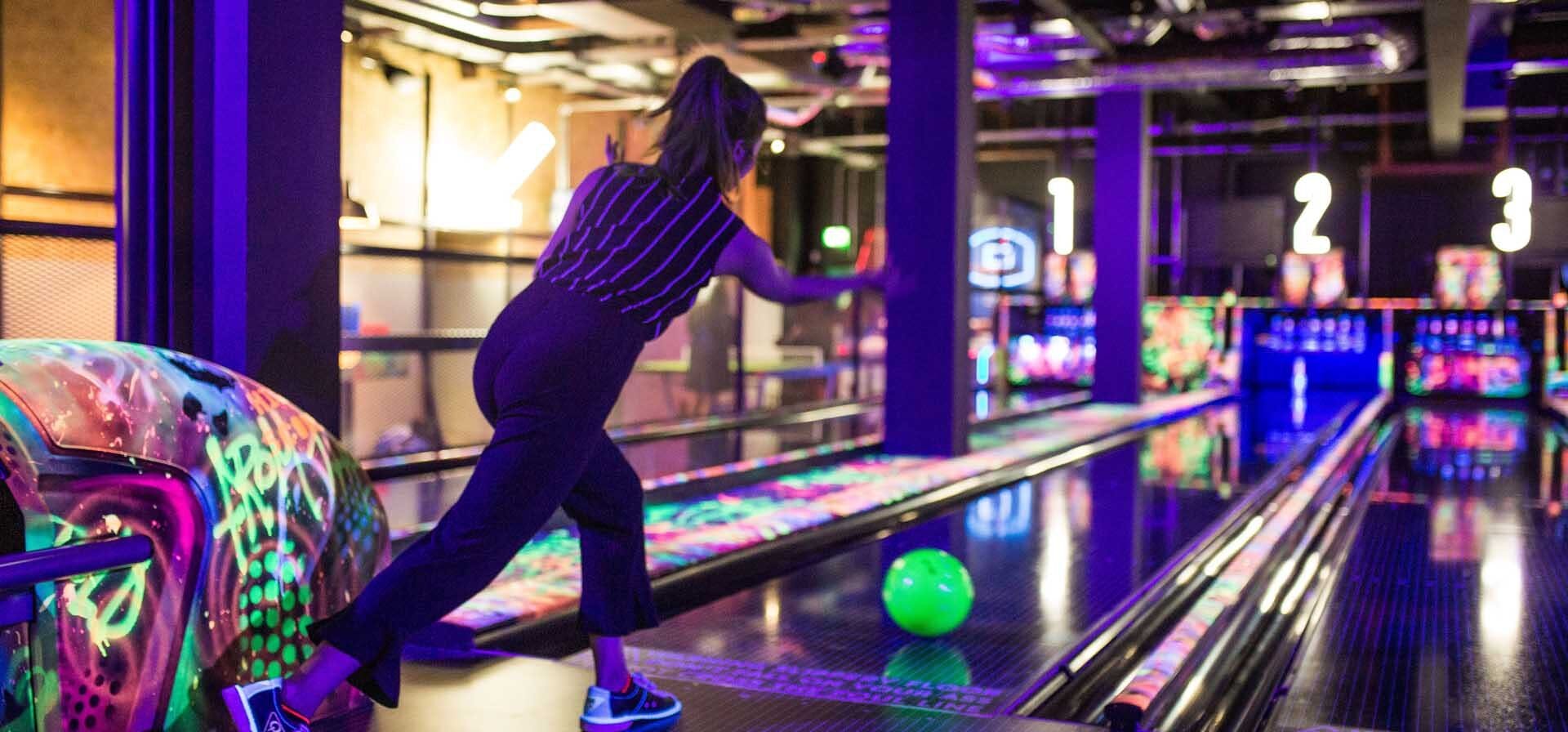 Vibrant bowling venue in Lane7 Liverpool for team-building events and corporate gatherings.