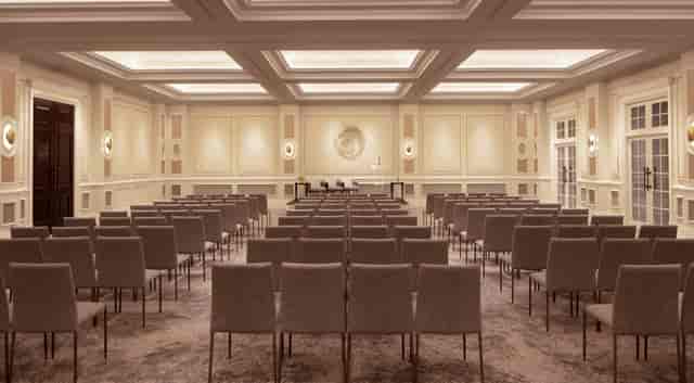 Four Seasons Ballroom at Hampshire Hotel, elegant theater-style seating for conferences.