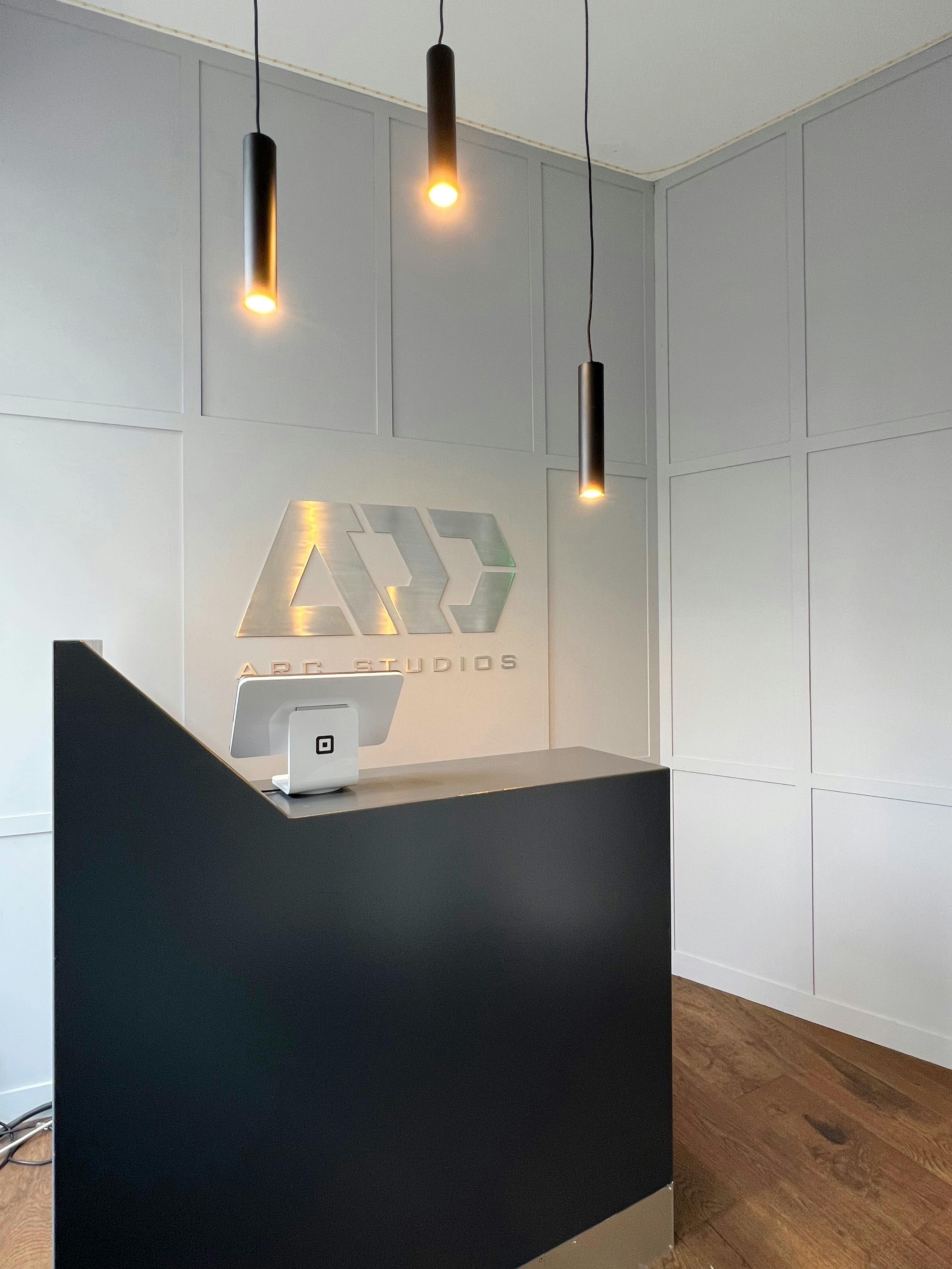 Sleek reception area in ARC STUDIOS, perfect for meetings and events.