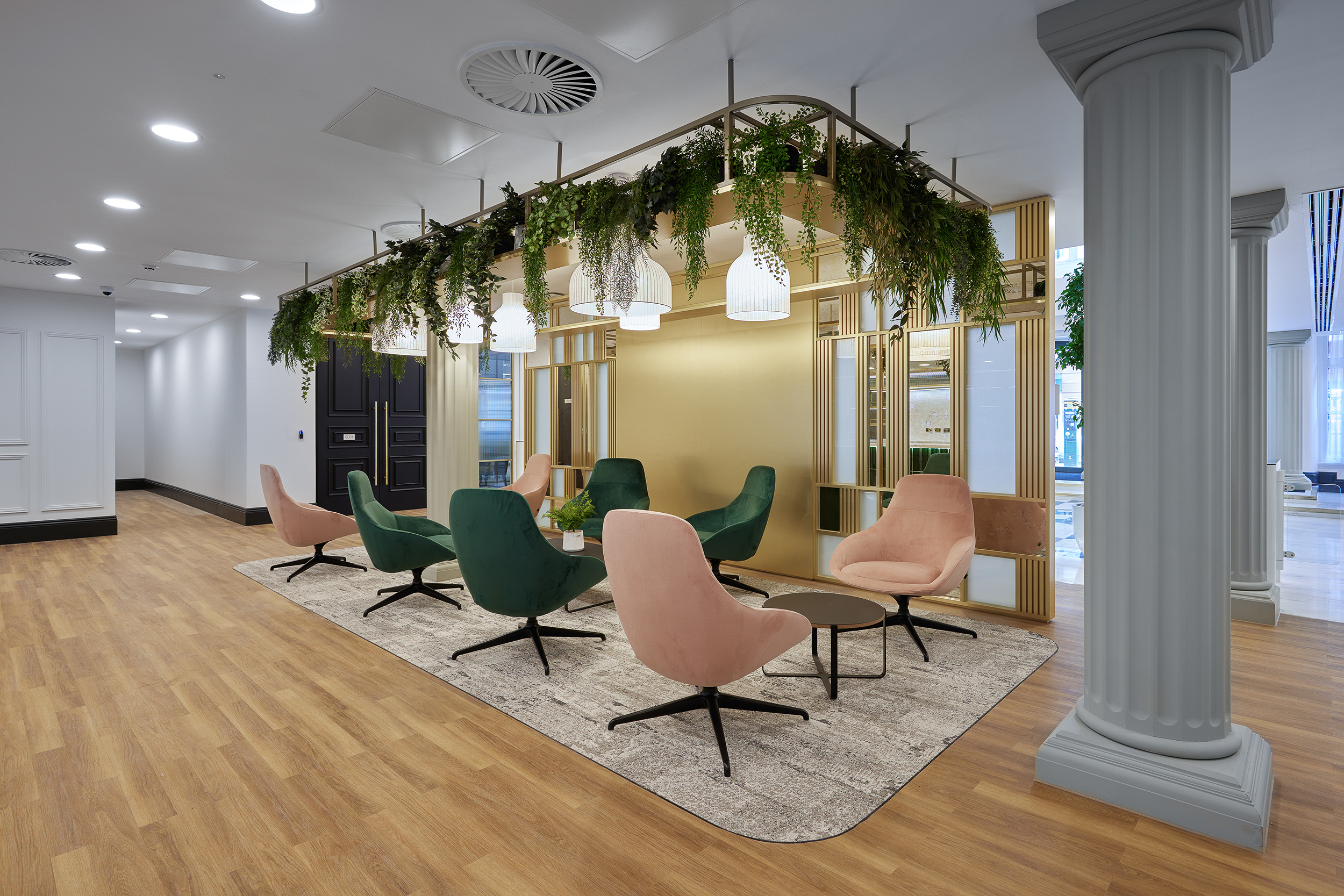 Stylish lounge in Louisa Ryland House, ideal for networking events and informal meetings. - Banner