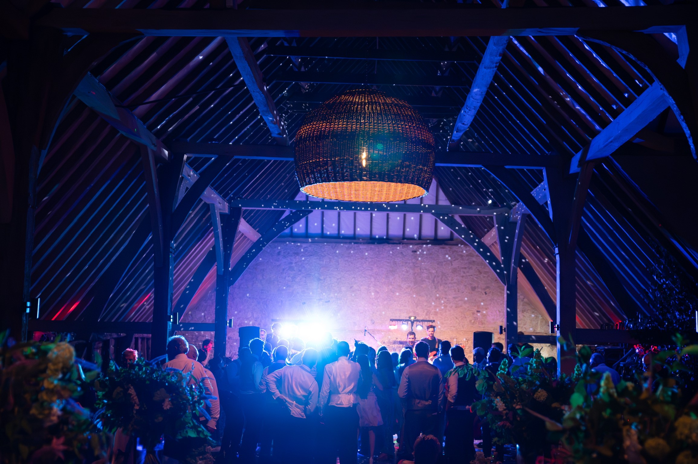 Ruffynes Barn event space with wooden beams, ideal for weddings and celebrations. - Banner