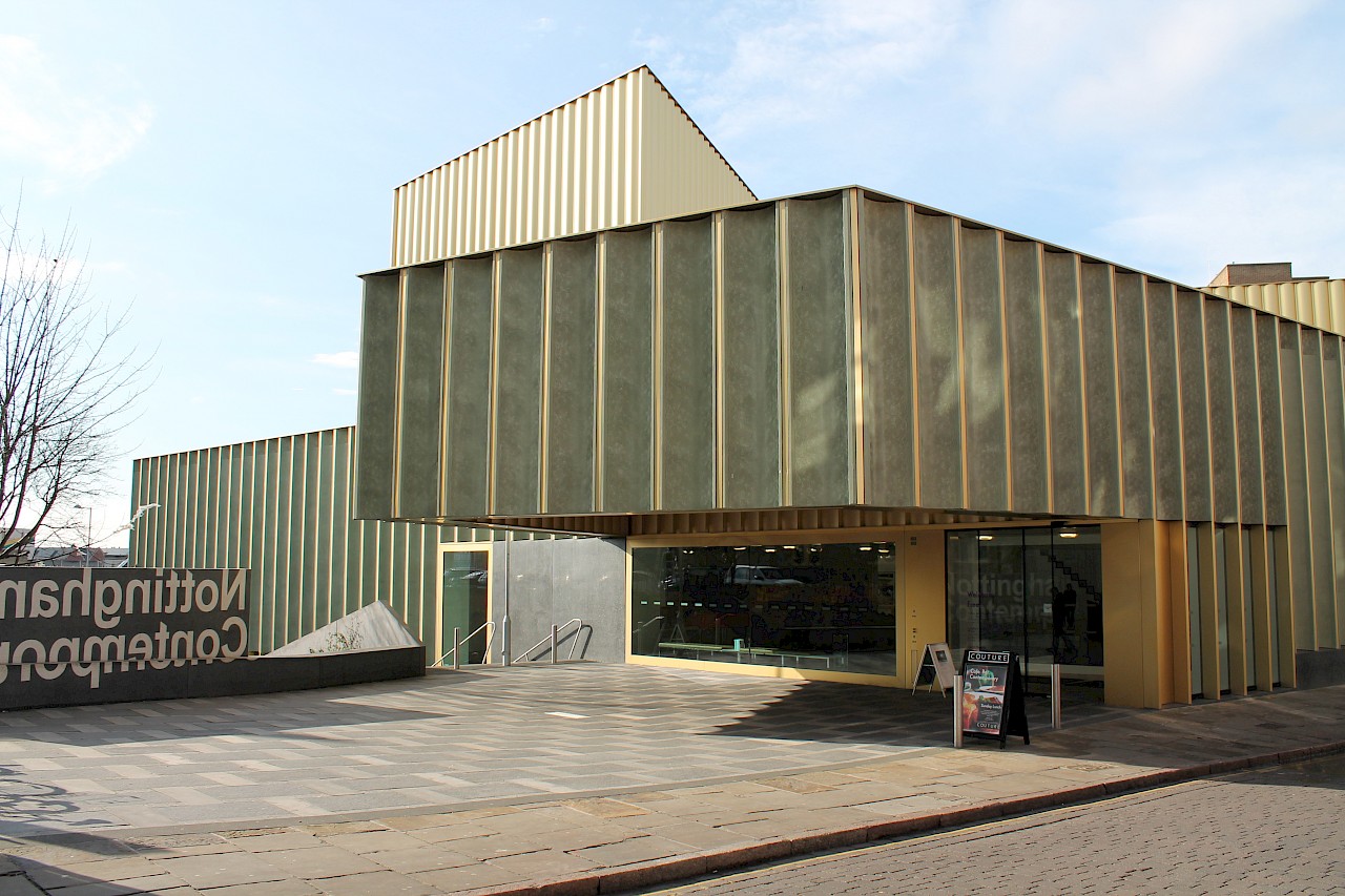 Modern event venue with large windows in Nottingham Contemporary for meetings and gatherings.