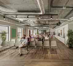 Modern private function room with chairs for presentations, ideal for workshops and seminars.