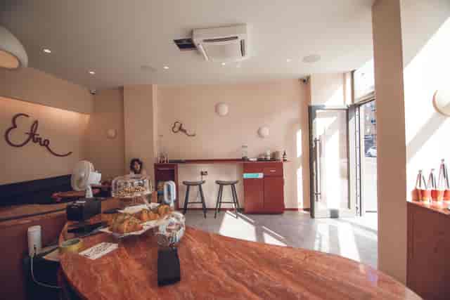 Stylish café with modern design, ideal for networking events and informal meetings.