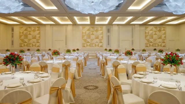 Elegant banquet hall in Hyatt Regency Dubai, perfect for weddings and corporate events.