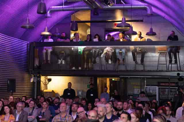 Dynamic event space at Mamuśka! Restaurant with inviting lighting for networking events.