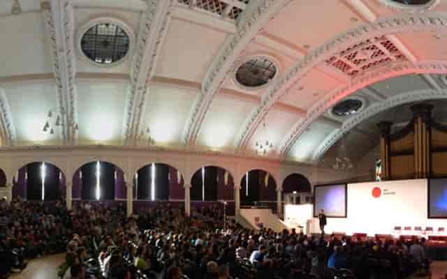 Great Hall in Albert Hall Nottingham during a well-attended conference event.