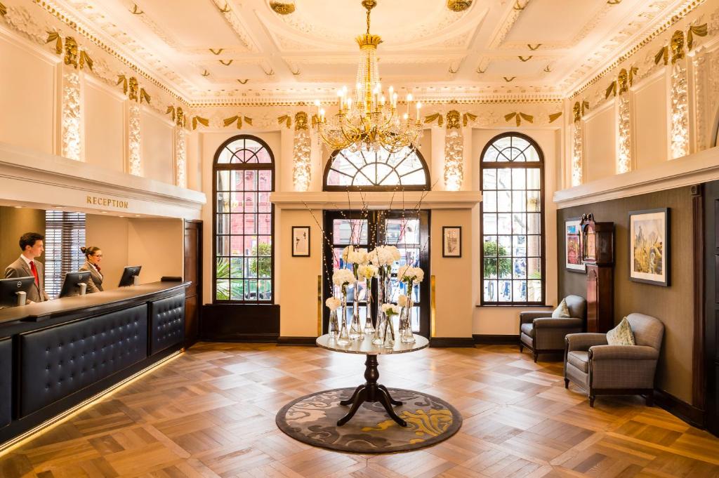 Elegant hotel lobby at The Bailey's Hotel London, perfect for meetings and events.