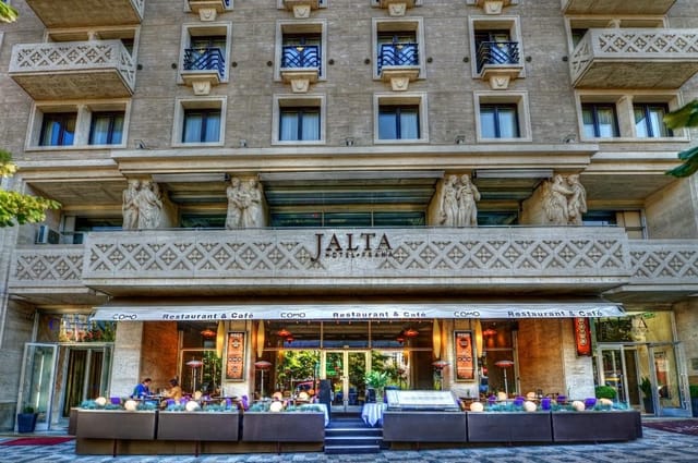 Elegant Jalta Hotel facade, perfect for corporate events and networking gatherings.