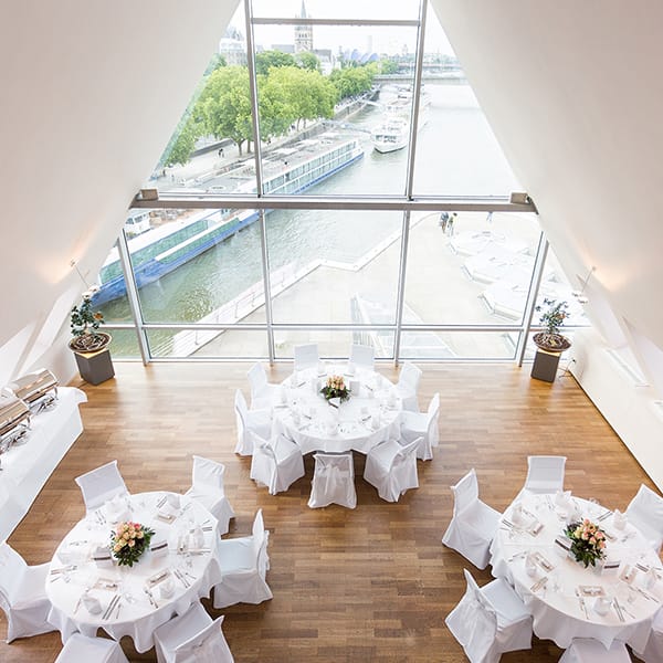 Elegant event space at Schokoladen Museum, perfect for weddings and corporate gatherings.