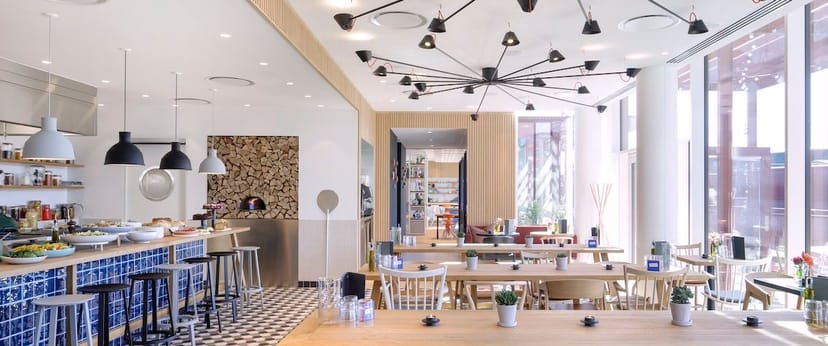 Modern event space in Zoku Copenhagen, ideal for networking and workshops.