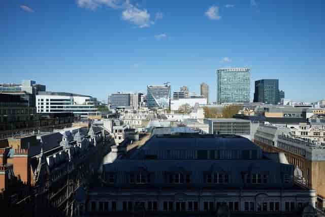 Vibrant Liverpool Street skyline, ideal for corporate events and meetings.