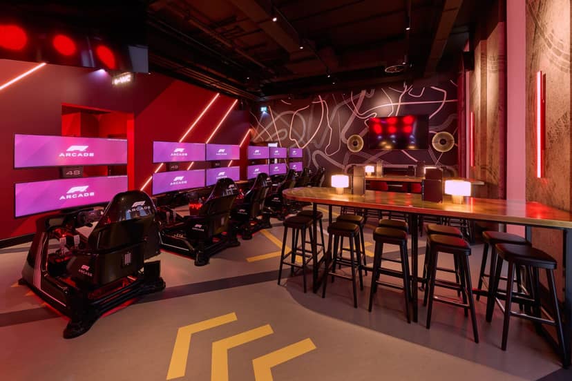 P5 Semi-Private Space at F1 Arcade Birmingham, ideal for corporate events and team-building.