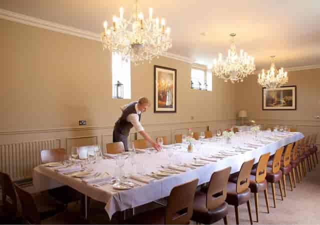 Elegant banquet room at The Victory in The Talbot, perfect for formal dinners and events.