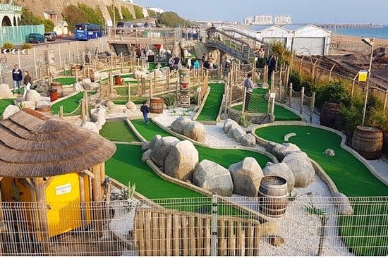 Caveman Course mini-golf in Brighton, ideal for team-building and networking events.