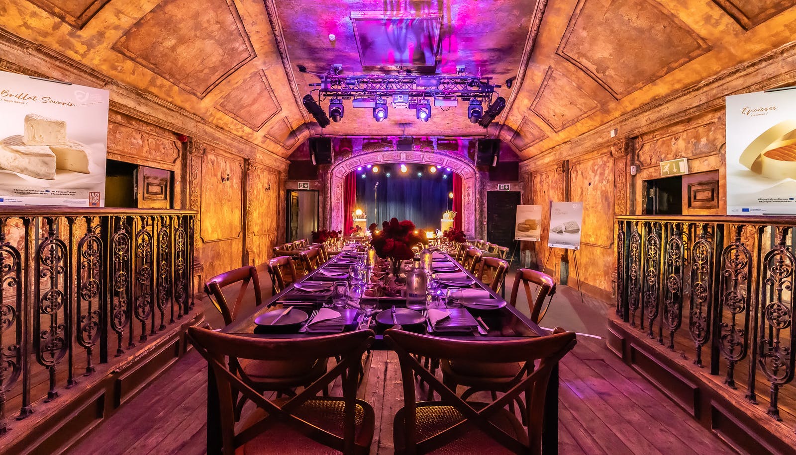 Elegant event space at Omeara Live & Bar, perfect for intimate gatherings and upscale dinners.