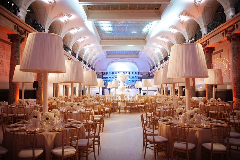 Elegant event space with round tables, ideal for upscale galas and corporate events.