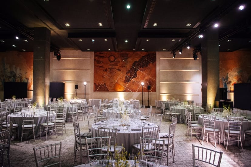 Elegant Vendome event space with fine dining setup for corporate events and weddings.