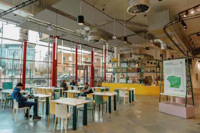 Minerva Mezzanine at Dugdale Arts Centre, modern event space with natural light for networking.