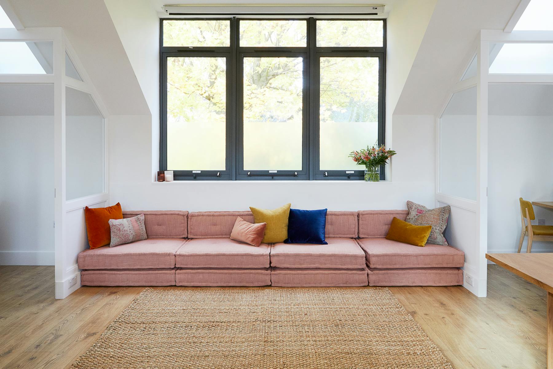 Stylish lounge in The Hearth Library, perfect for networking events and meetings.