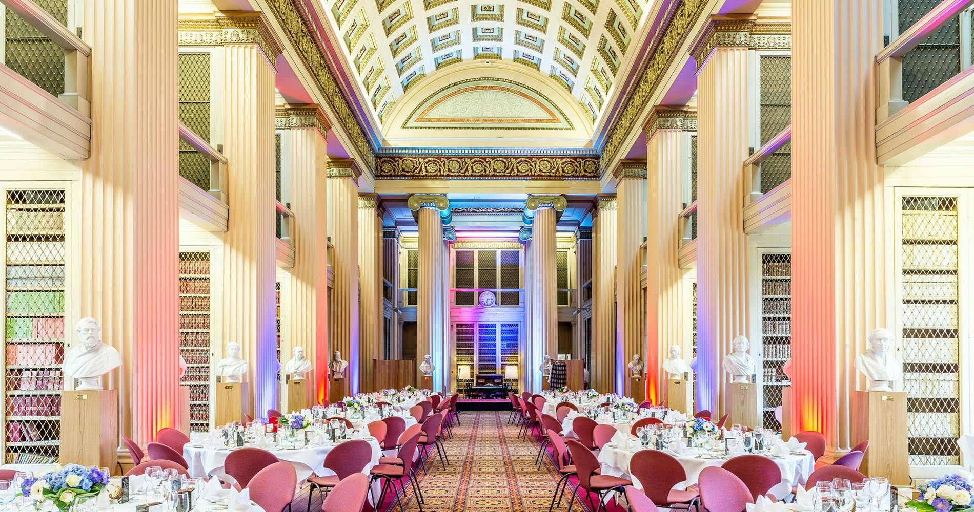 Playfair Library Hall with elegant columns, ideal for upscale galas and corporate events.