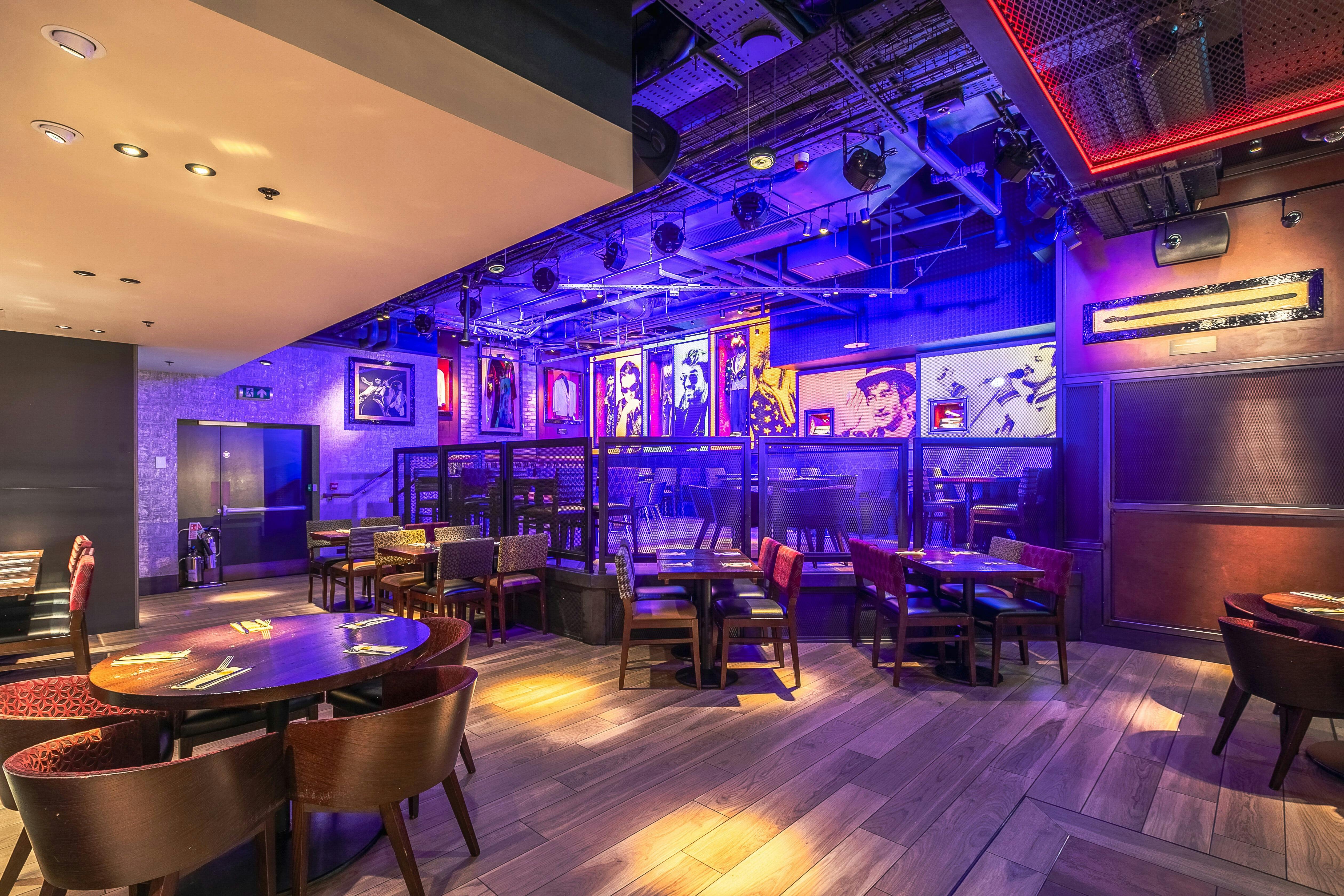 Vibrant event space at Hard Rock Cafe Piccadilly Circus, ideal for gatherings and corporate events.