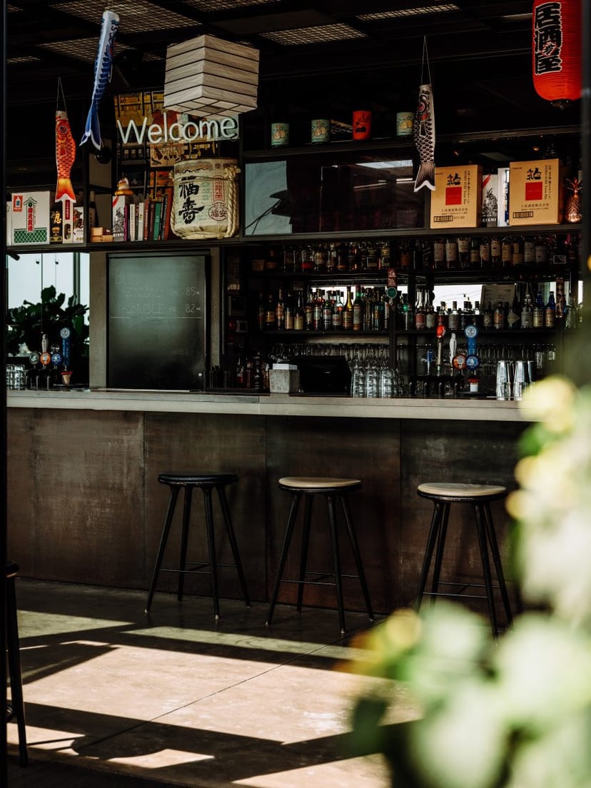 IMA Rooftop Terrace bar with polished concrete counter, ideal for networking events.