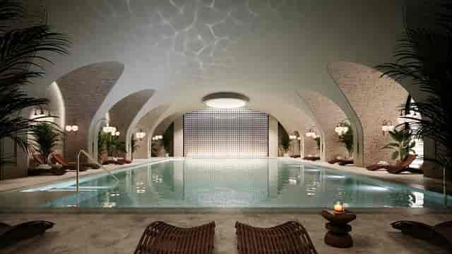 Luxurious indoor pool at Six Senses London, perfect for events and wellness retreats.