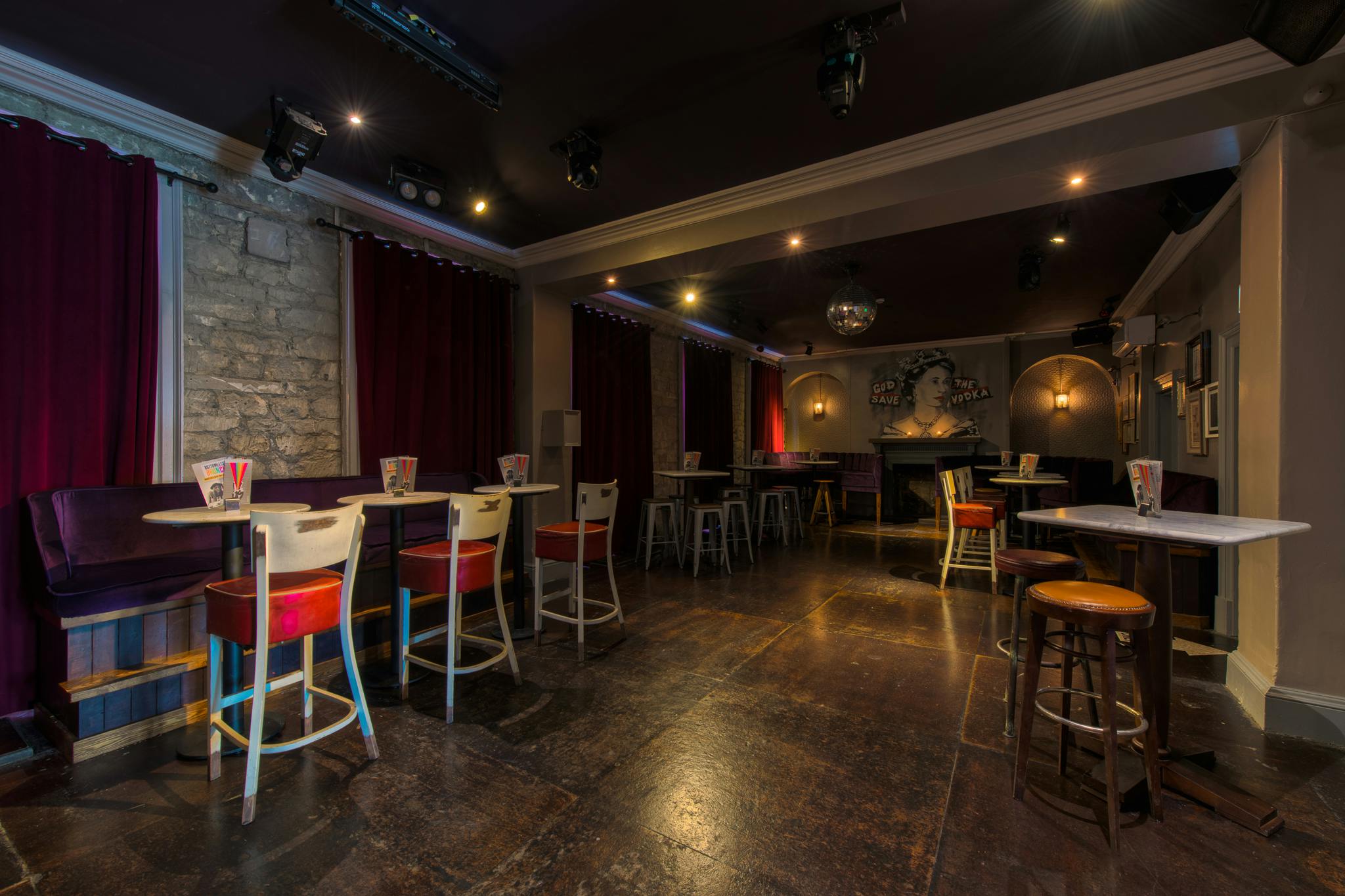 Stylish Upstairs Bar in Revolution Bath, ideal for networking events and gatherings.