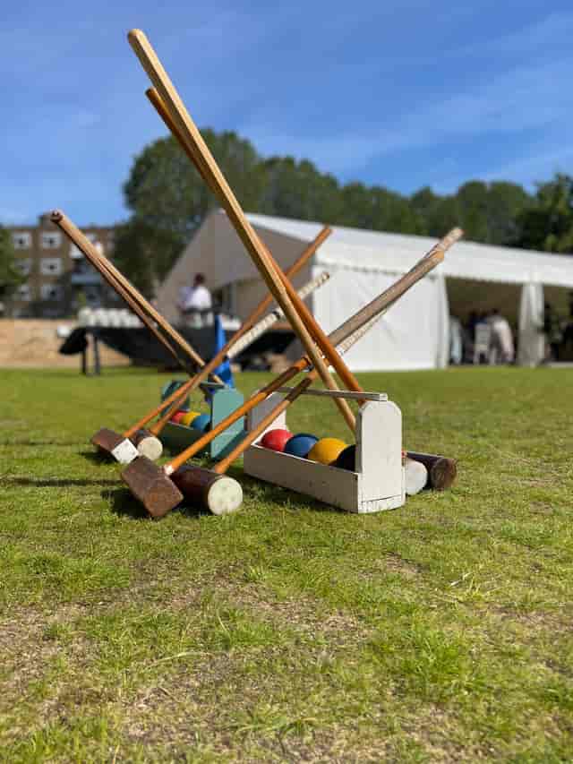 Outdoor croquet setup at Parson Lawns, perfect for team-building events and networking.