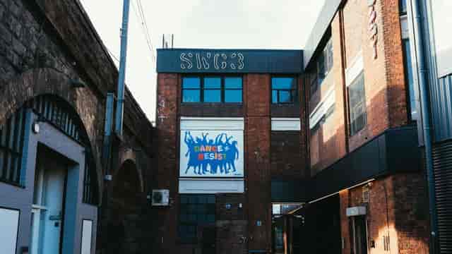 Vibrant photography studio exterior in SWG3, ideal for creative events and workshops.