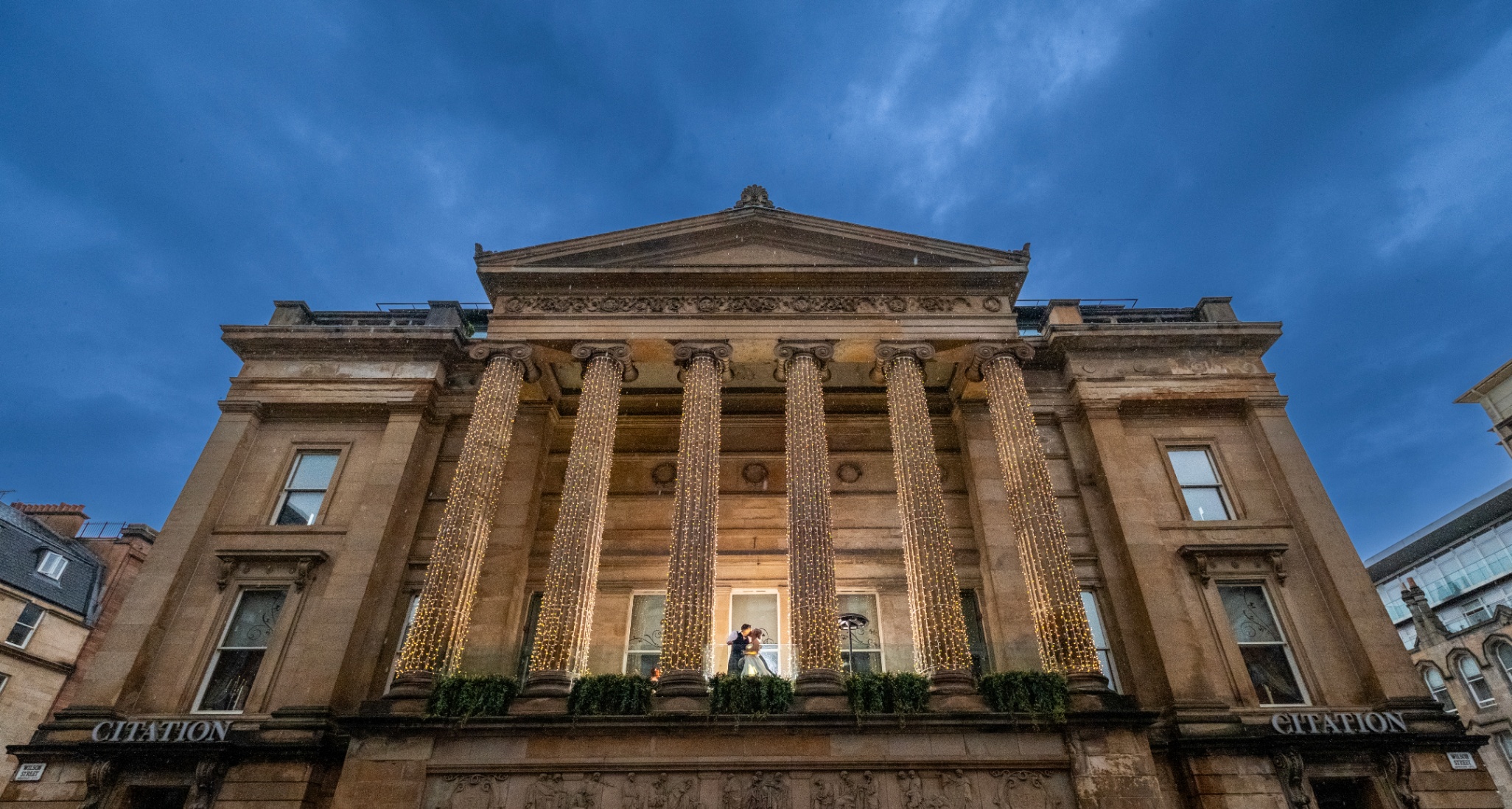 Elegant wedding venue with grand columns in Citation Glasgow, perfect for high-profile events. - Banner