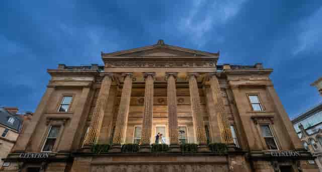 Elegant wedding venue with grand columns in Citation Glasgow, perfect for high-profile events.