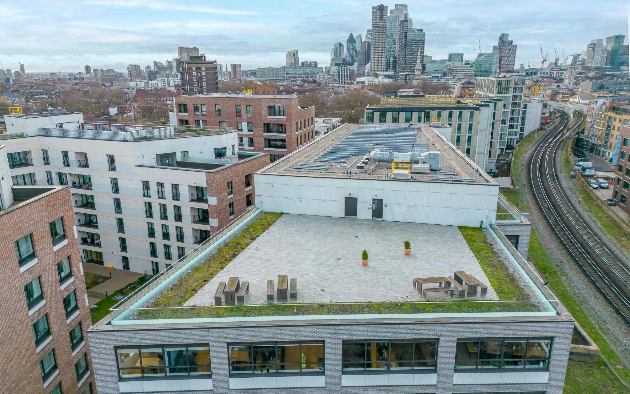 Outdoor terrace in Shoreditch Exchange with city views, perfect for events and gatherings.