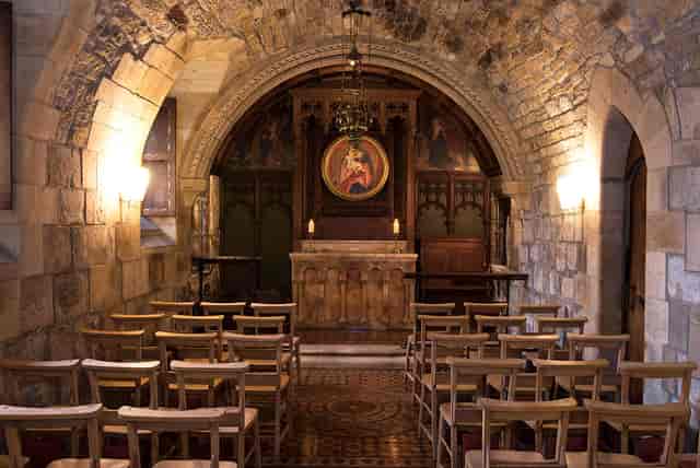 Crypt in Newbattle Abbey, stone architecture, ideal for intimate weddings and events.