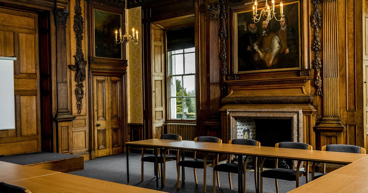 Elegant meeting room in Newbattle Abbey, ideal for corporate events and strategic planning.