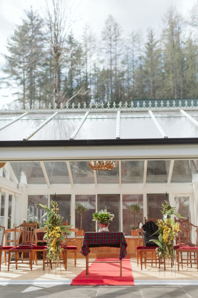 Elegant greenhouse at Woodside Lodge, perfect for corporate events and social gatherings.