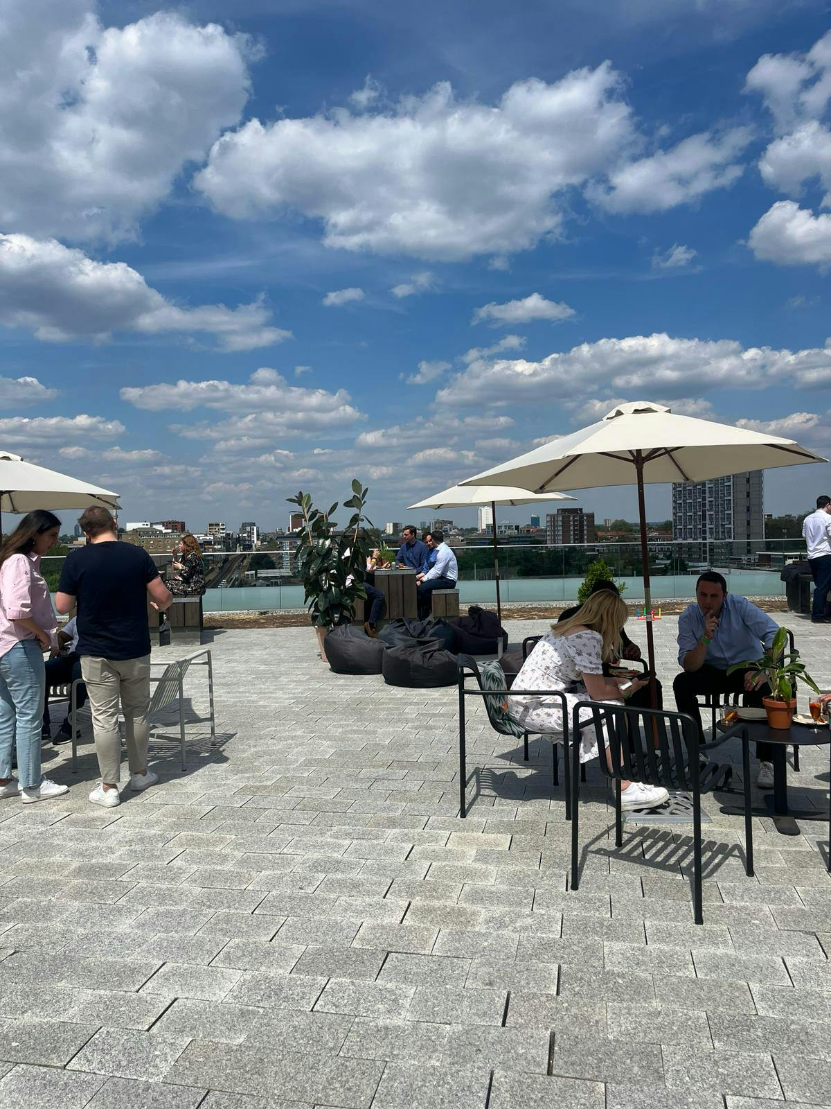 Vibrant rooftop event space in Shoreditch for networking and corporate gatherings.