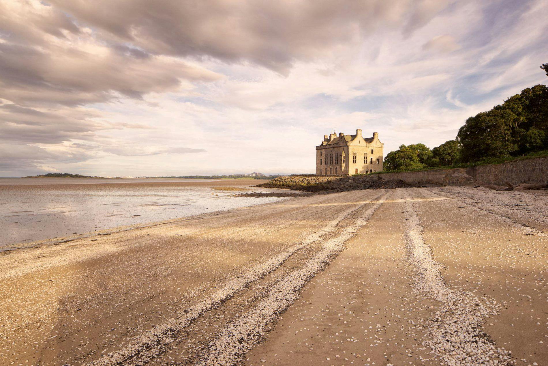 Terrace at Barnbougle Castle: coastal venue for outdoor events and receptions.