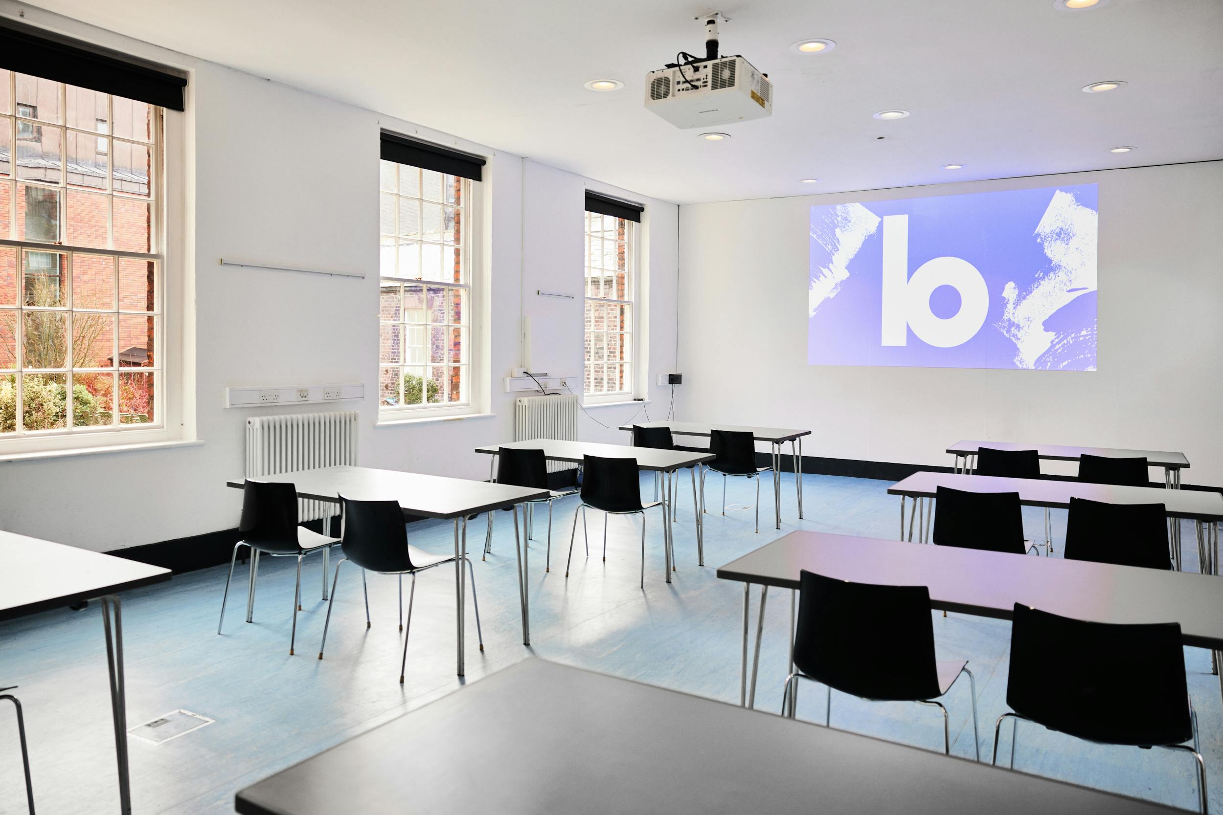 Garden Room at The Bluecoat: modern meeting space with natural light for workshops and events.