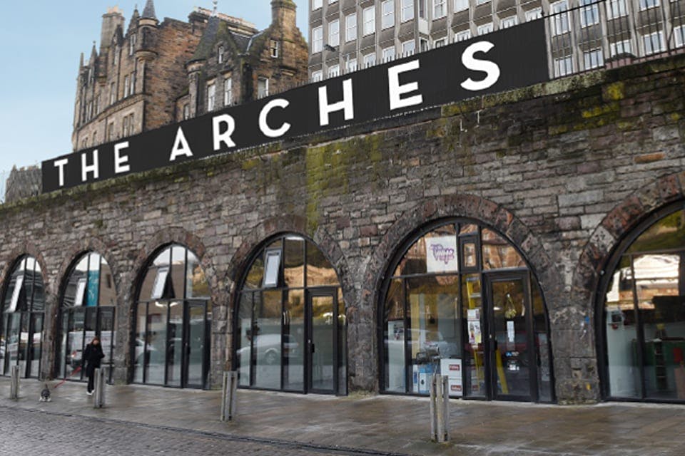 Under the Arch Bar in Leith Arches, featuring a stone facade and arched windows for events.