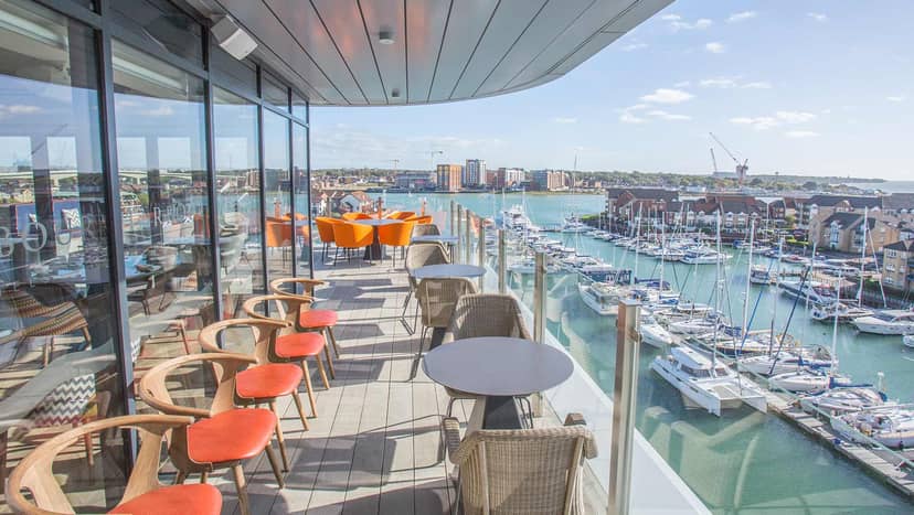 The Bow at Harbour Hotel Southampton, modern waterfront venue with terrace for events.