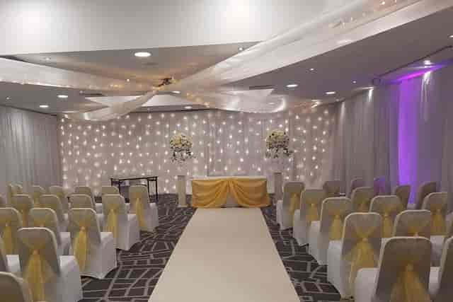 Elegant event space at Village Hotel Bury, perfect for weddings and formal gatherings.