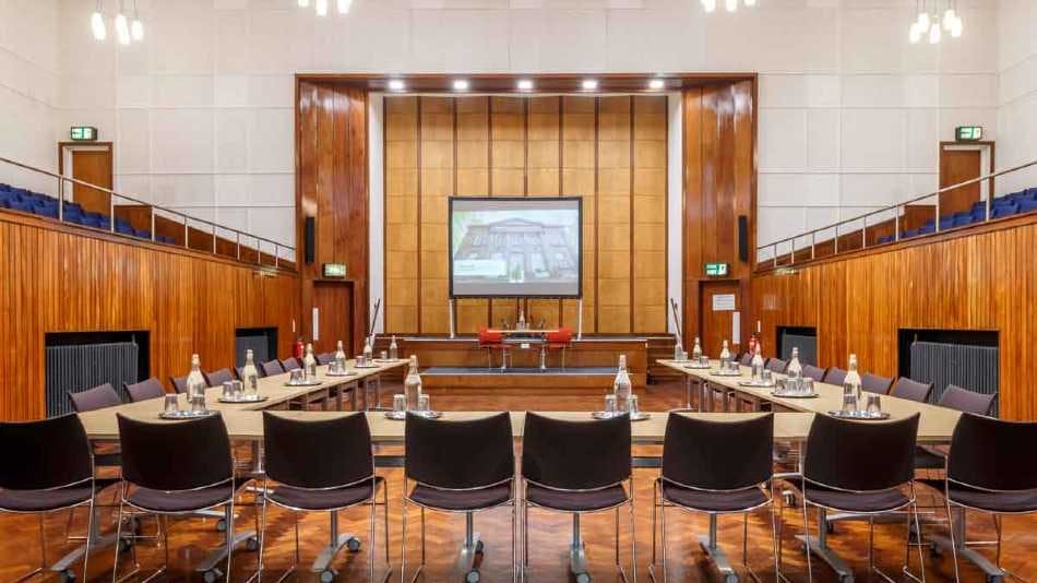 Main Hall in South Manchester Meeting Rooms, U-shaped table for events and workshops.