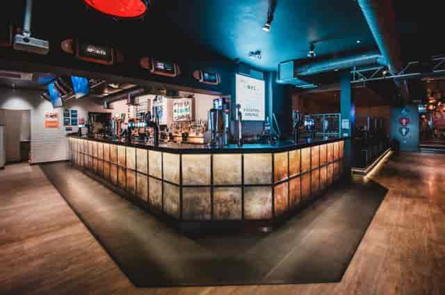 Contemporary bar at Belushi's Edinburgh, ideal for late-night reception and networking events.