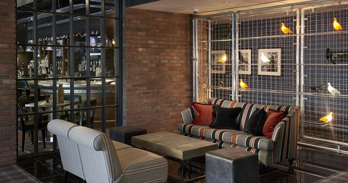 Stylish lounge area in Village Hotel Edinburgh for informal meetings and networking events.