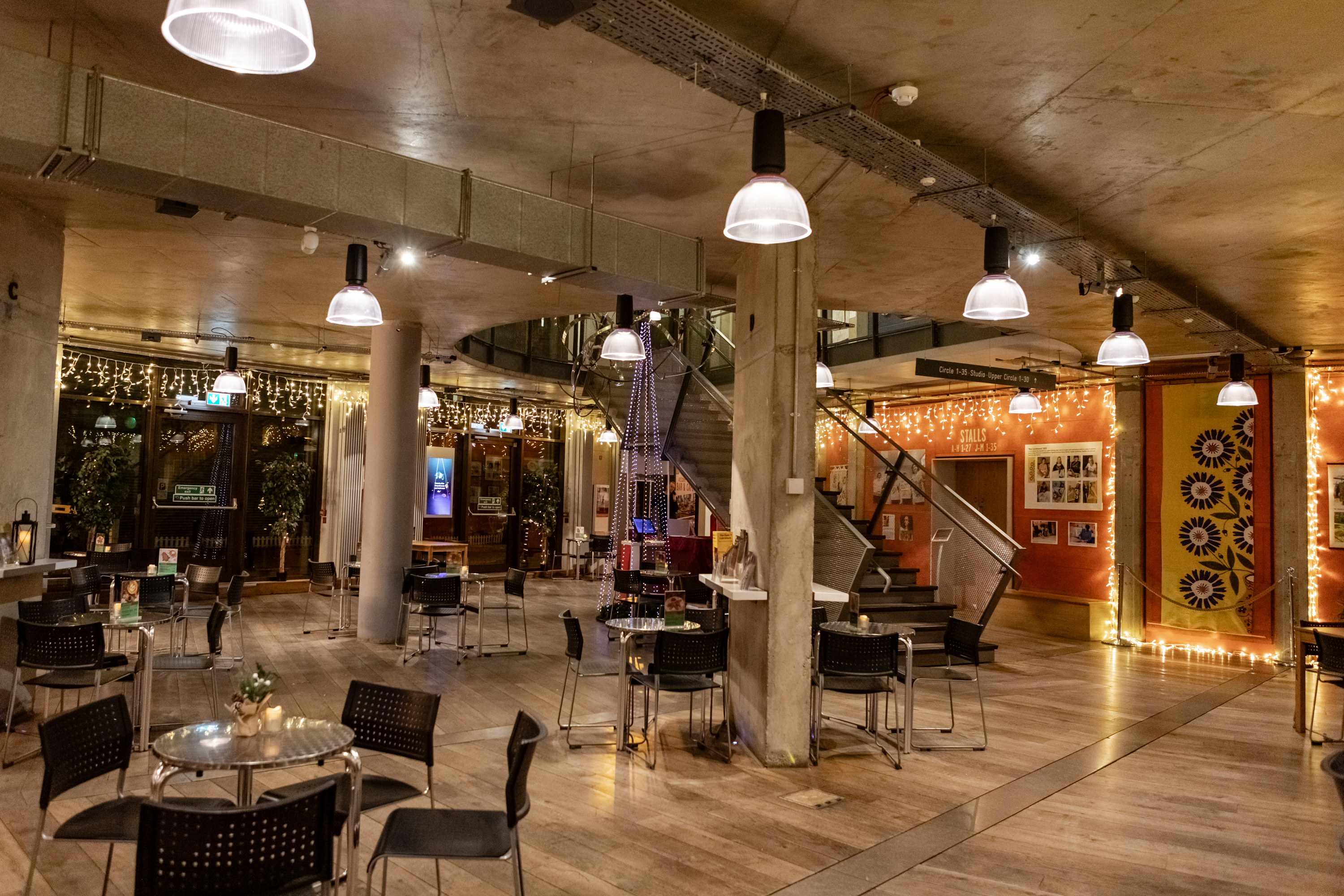 Versatile event space at The Rose Cafe with modern design for meetings and gatherings.