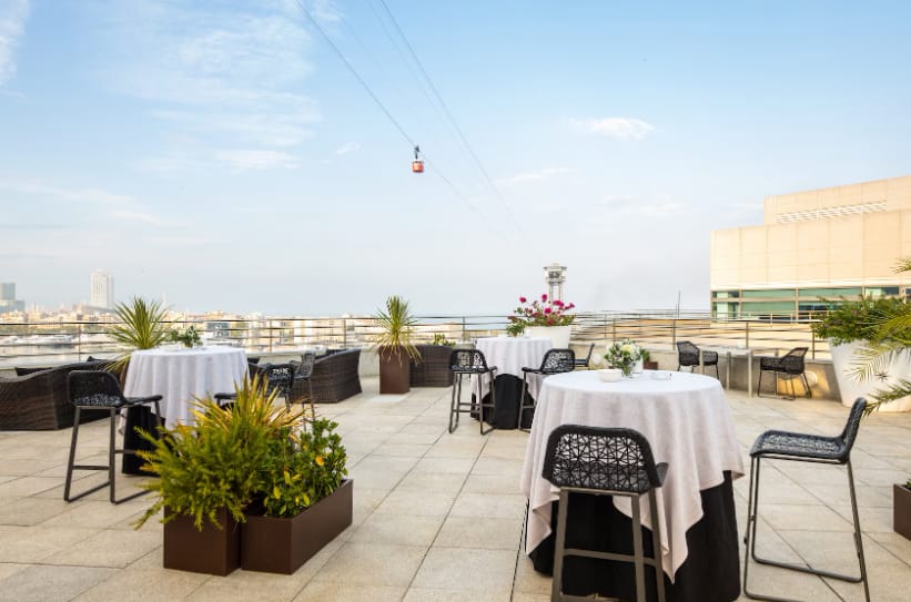 Stylish rooftop event space at Eurostars Grand Marina, perfect for upscale gatherings.