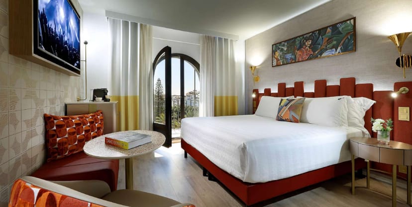 Roxy I II III hotel room at Hard Rock Marbella, spacious and stylish for event attendees.