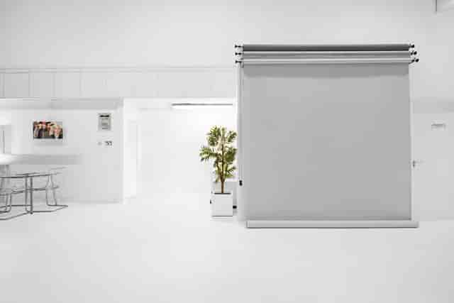 Minimalist event space at S2 Royal Arsenal Shoots, ideal for branding and networking.